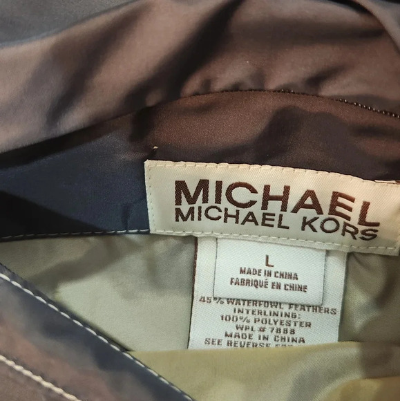 Michael Kors reversible puffer collard beige and brown womens jacket - Picture 12 of 15